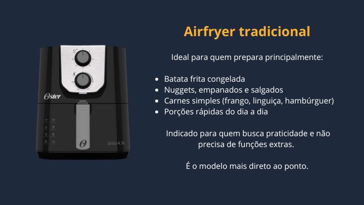 Modelo de airfryer tradicional
