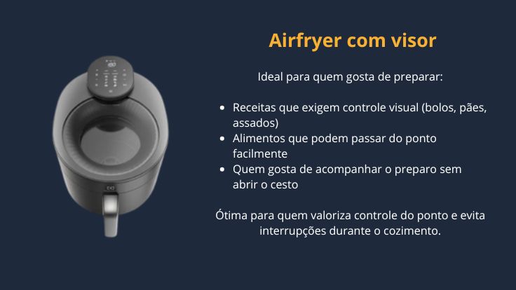 Modelo de airfryer com visor