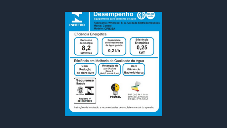 Selo do INMETRO do Consul CPB33