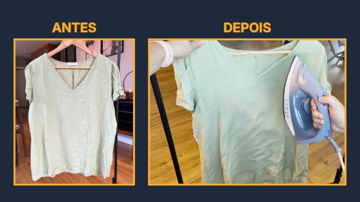 Antes e depois da blusa